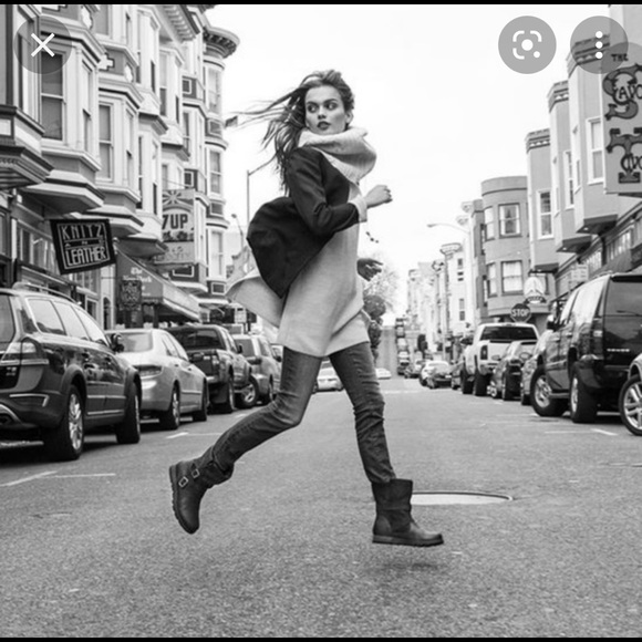 Free People Sorel Black leather major Moto boot shoe 6 bootie - Picture 2 of 7